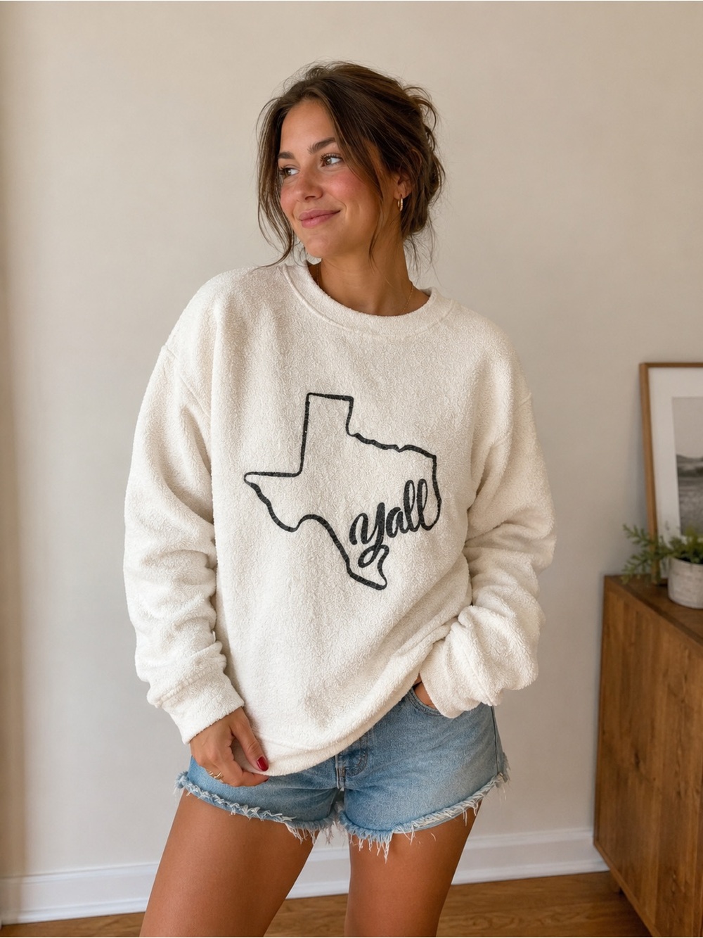 Boxercraft Y’all Texas Oversized Cream Sweatshirt